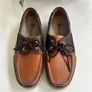 Rockport Boat Shoes Loafers Men Sz 10M Two Tone Brown 2 Eye WASHABLE APM26645